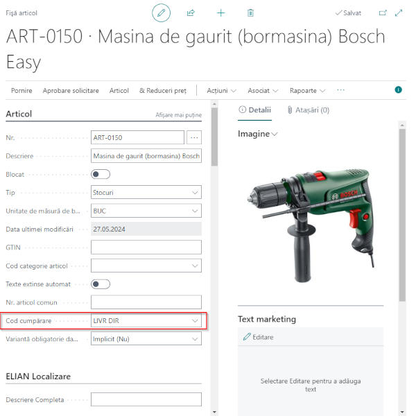 Livrarea directă în Dynamics Business Central