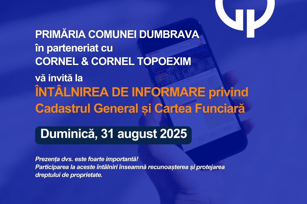 Anunț important: în atenția cetățenilor Comunei Dumbrava, județul Mehedinți