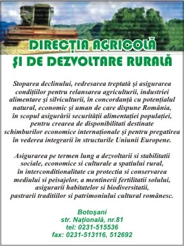 DIRECŢIA AGRICOLĂ ŞI DE DEZVOLTARE RURALĂ