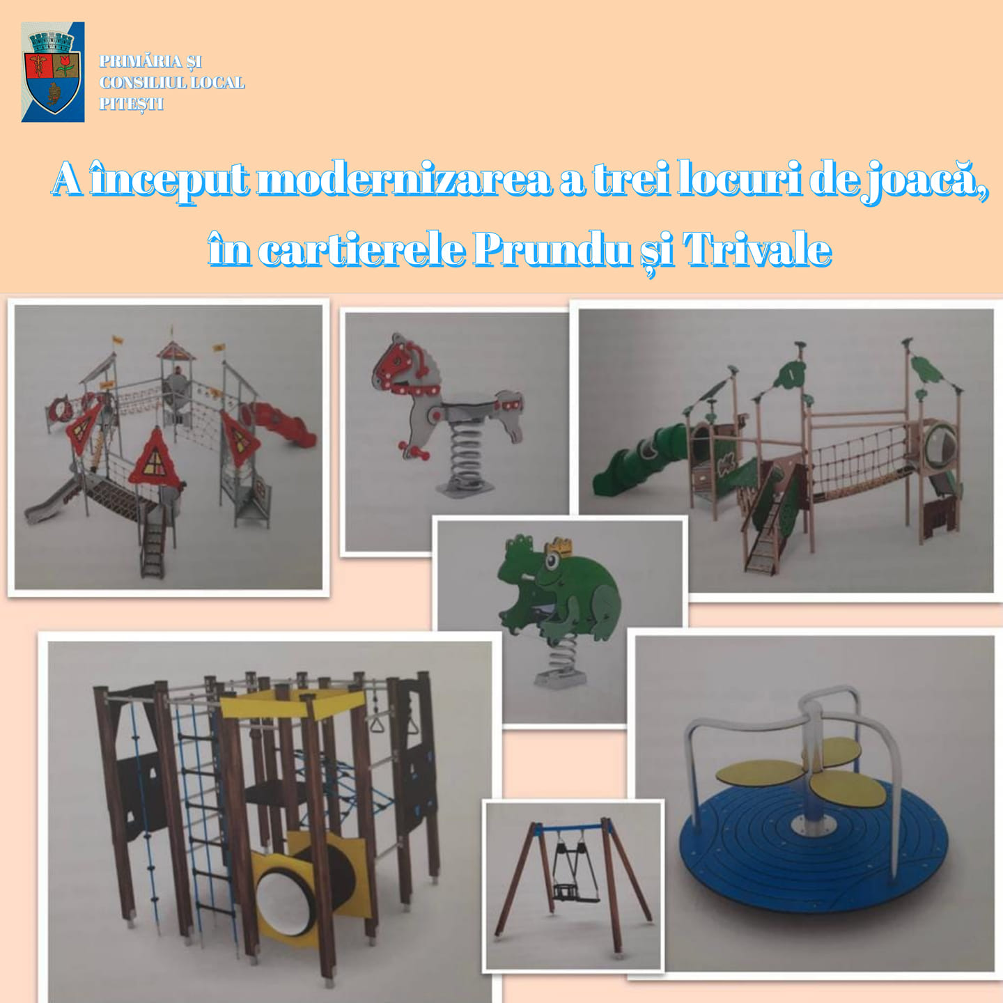 Informații la zi - Au început lucrările pentru modernizarea a trei locuri de joacă, în Pitești