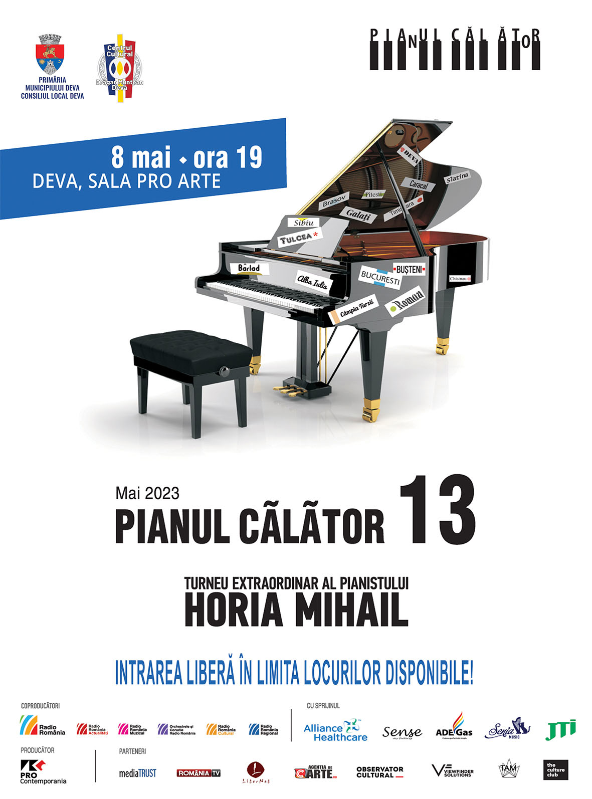 Turneul „Pianul Călător 13”, al pianistului Horia Mihail, revine la Deva!