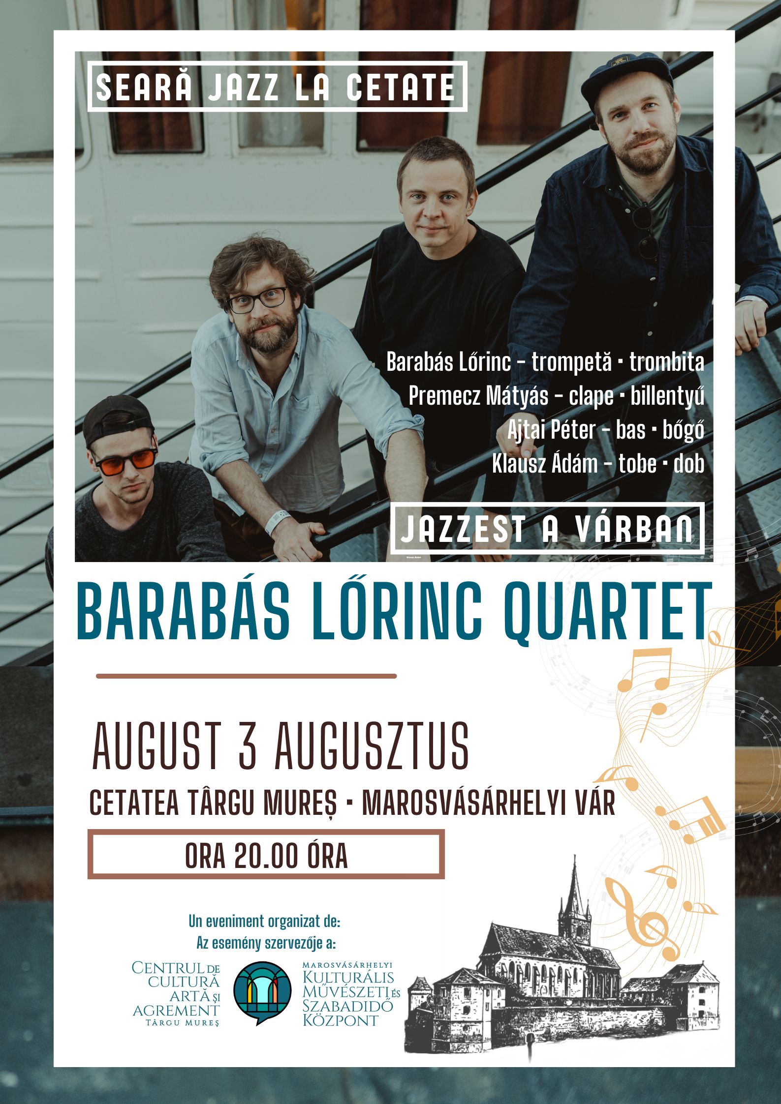 Barabás Lőrinc Quartet revine la Târgu Mureș după opt ani și cântă într-o  nouă formulă