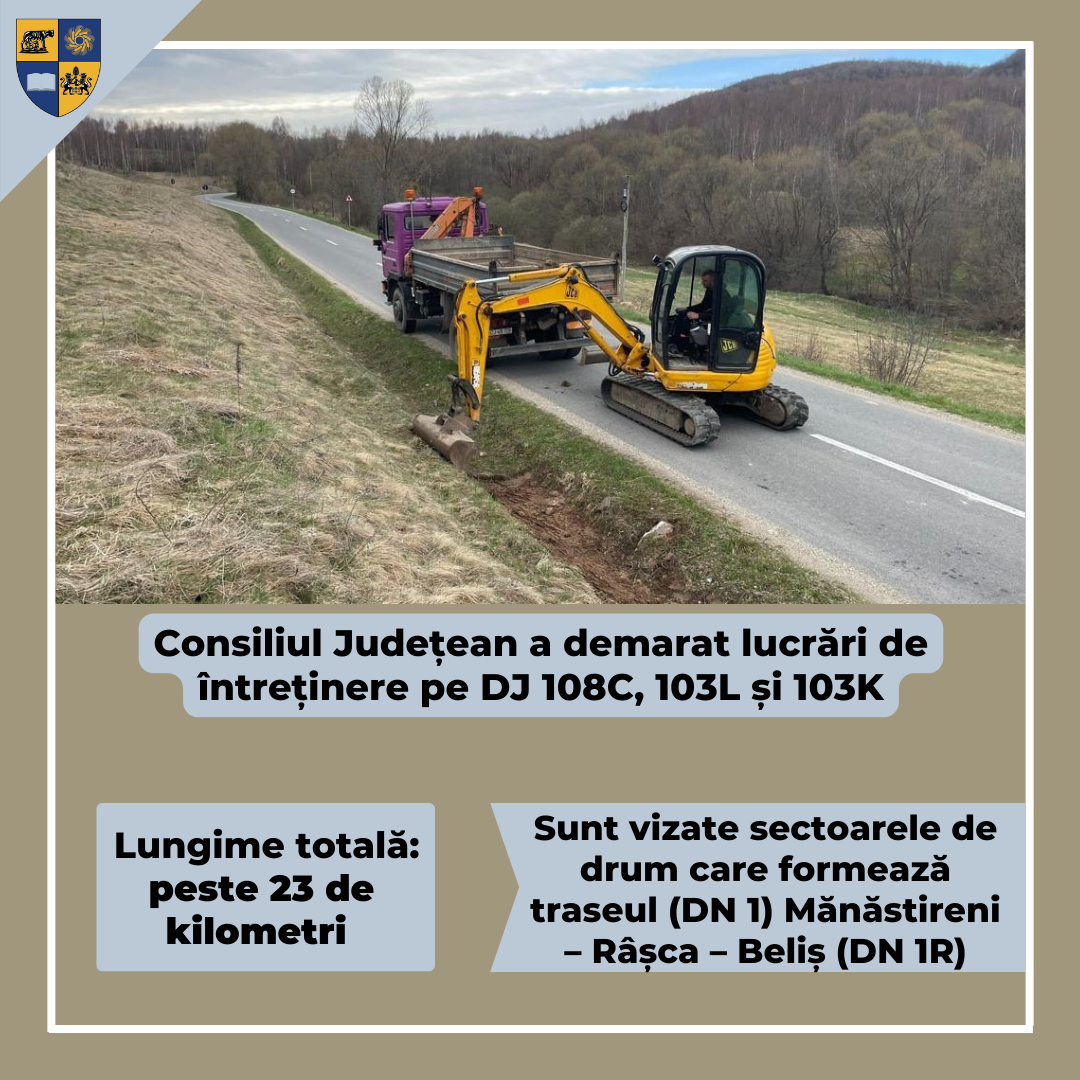 Lucrări de întreținere pe trei drumuri județene din zona de munte