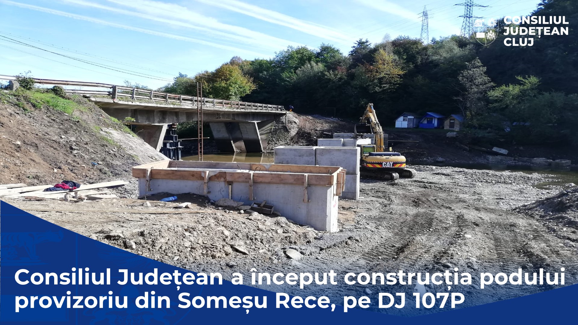 Consiliul Județean a început construcția podului provizoriu din Someșu Rece, pe drumul județean 107P