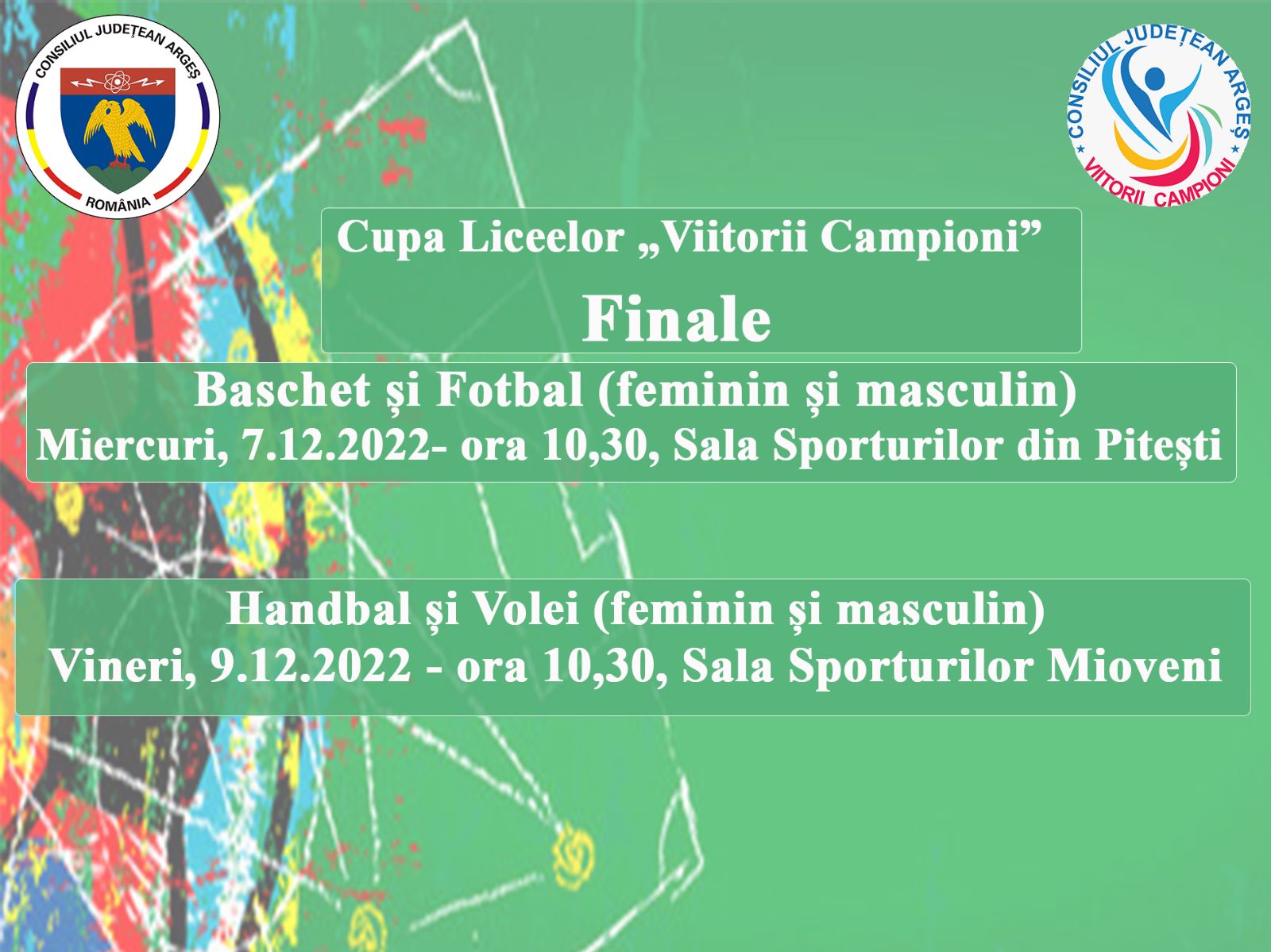 Invitatie - finalele Cupei Liceelor \"Viitorii Campioni\"