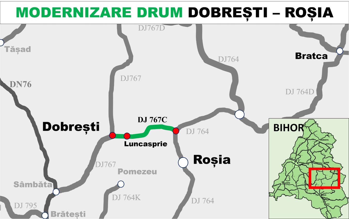 Stadiul lucrărilor pe drumul județean Dobrești - Roșia