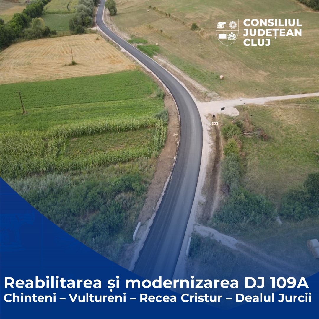 Lucrările de modernizare a DJ 109A Chinteni – Vultureni – Recea Cristur – Dealul Jurcii avansează în ritm alert