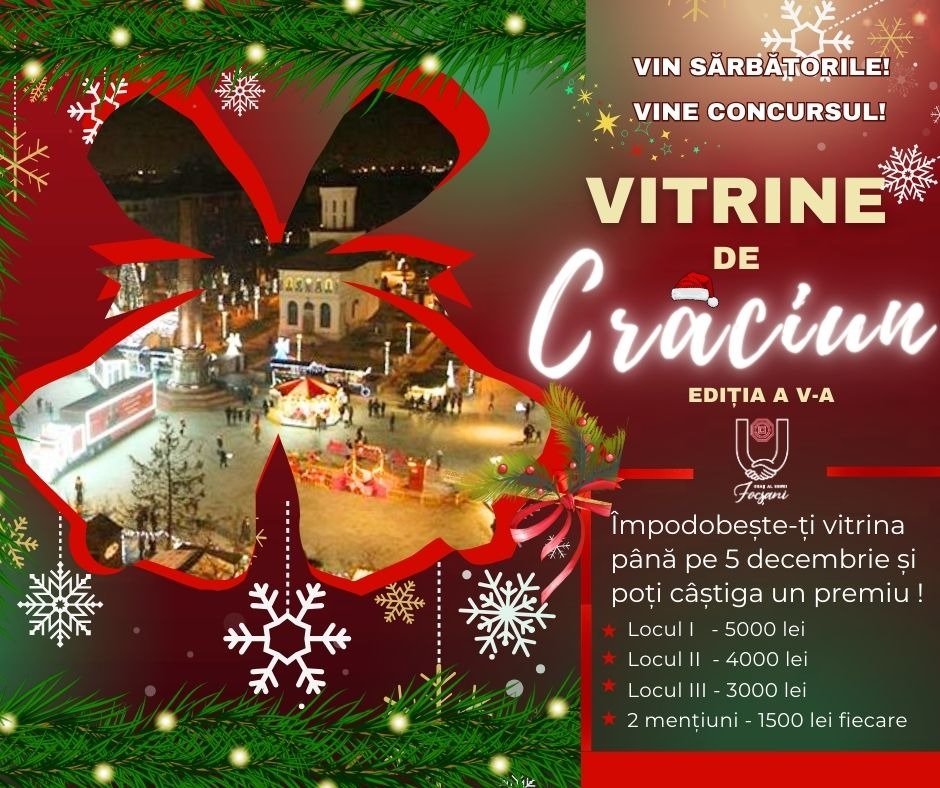 Primarul Misăilă invită toți agenții economici din focșani să se înscrie la  concursul ”Vitrine de Crăciun”