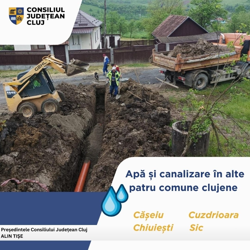 Apă și canalizare în alte patru comune clujene