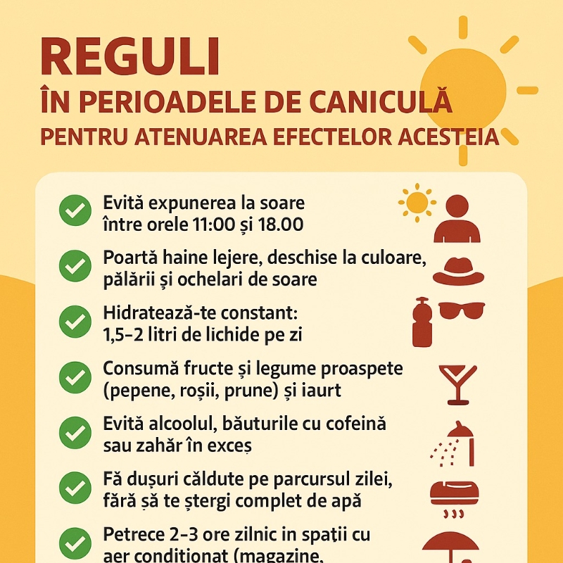Recomandări pentru populație în perioadele de caniculă