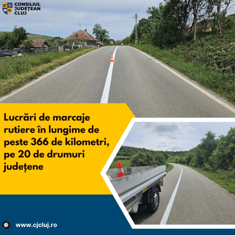Lucrări de marcaje rutiere în lungime de peste 366 de kilometri, pe 20 de drumuri județene