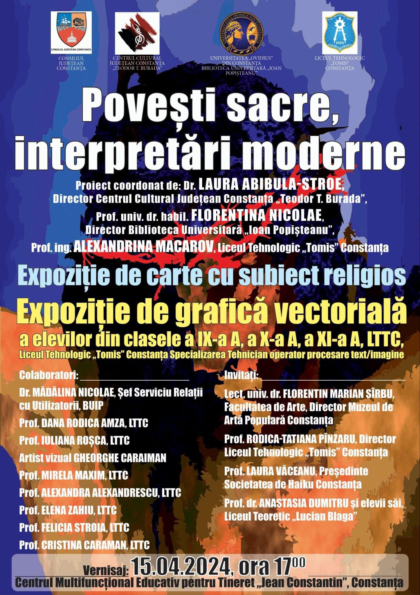 ,,Povești sacre, interpretări moderne”, la Centrul Multifuncțional Educativ  pentru Tineret ,,Jean Constantin”