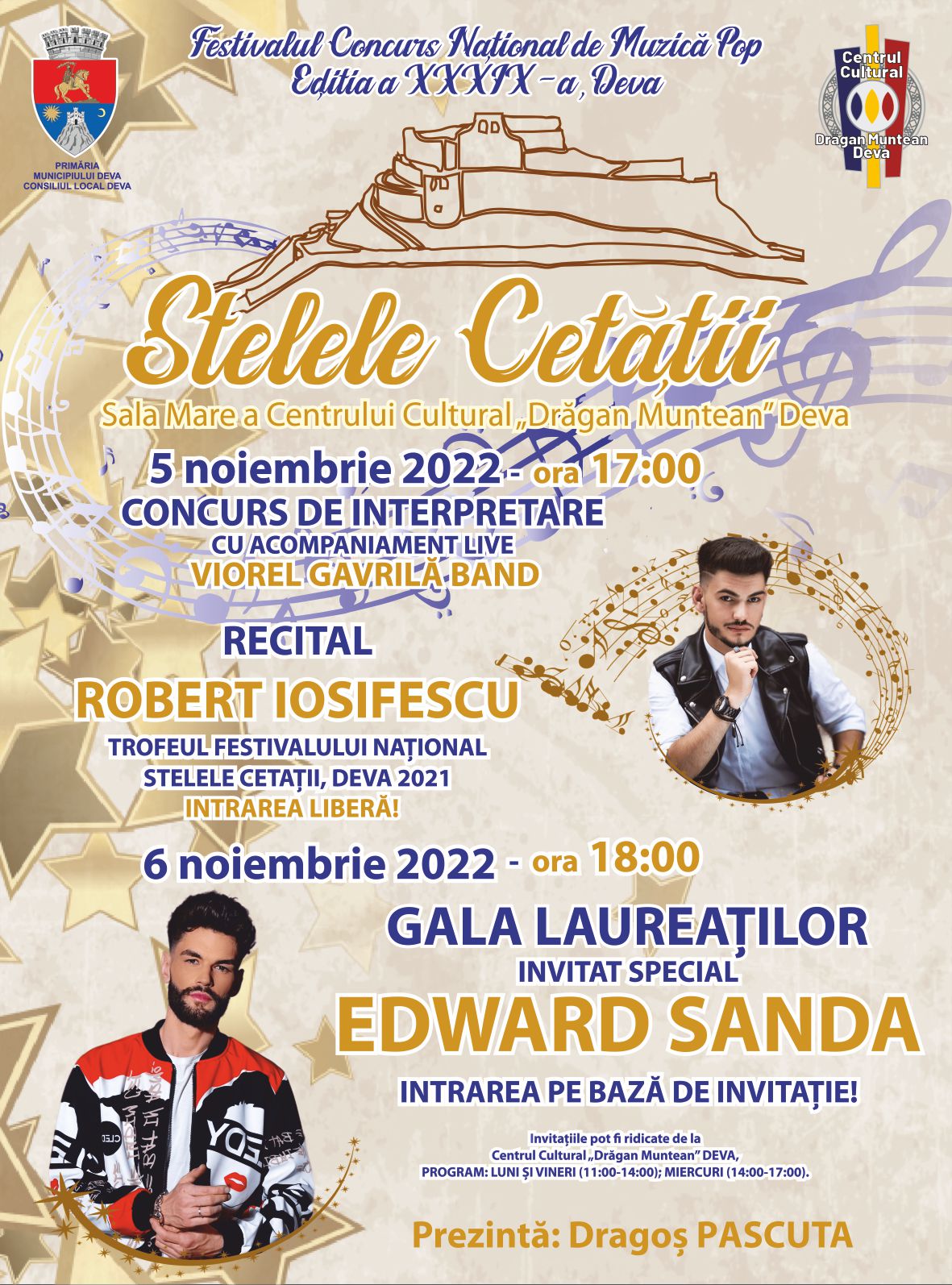 Festivalul Concurs Național de Muzică Pop Stelele Cetății –  Deva, 5 – 6 noiembrie 2022