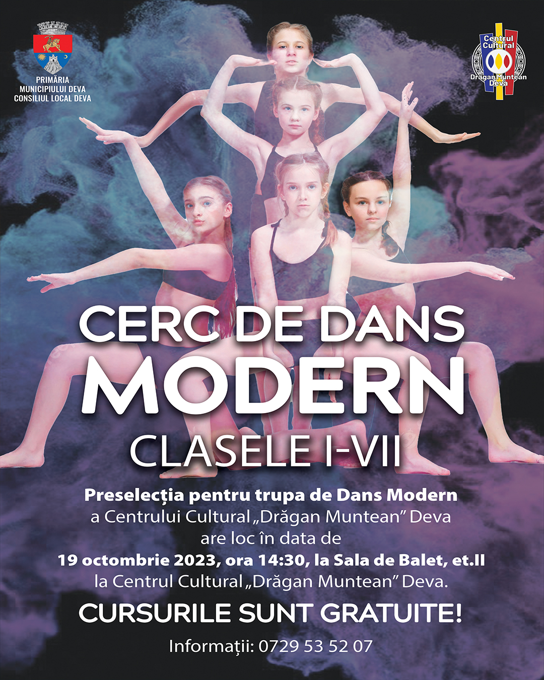 Preselecţie pentru Cercul de Dans Modern al Centrului Cultural  ,,Drăgan Muntean”din Deva