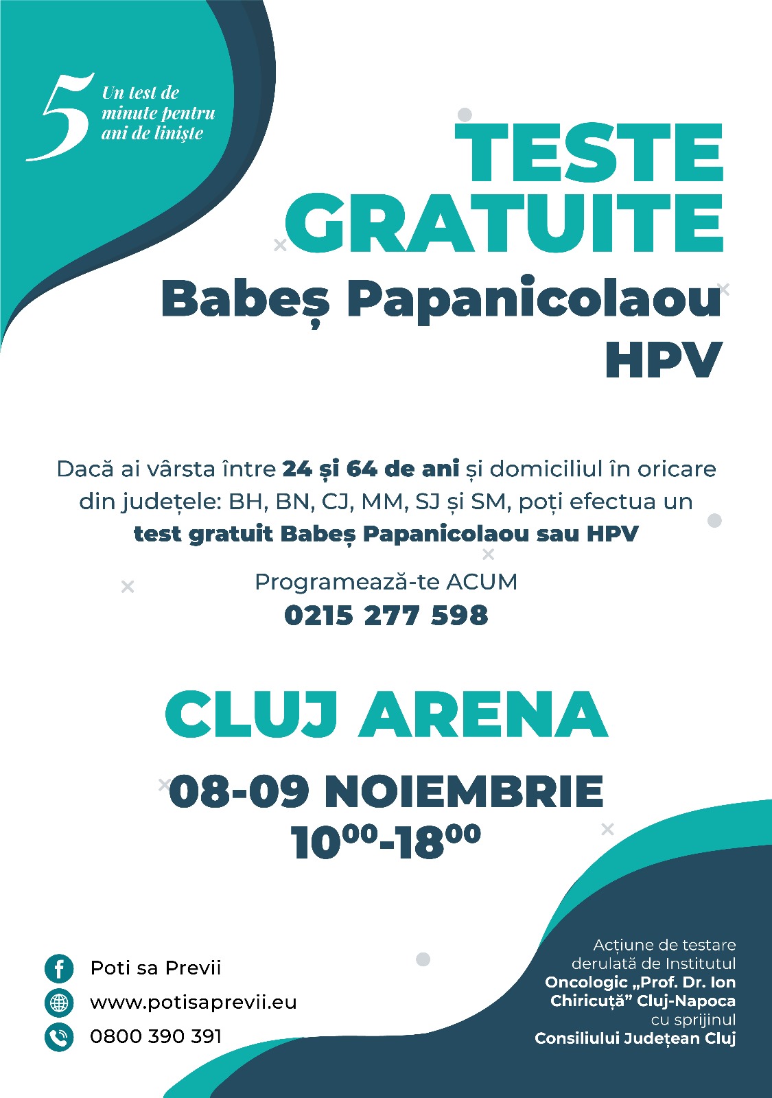 S-a dat startul ultimelor activități de testare publică gratuită pentru cancerul de col uterin, la Cluj Arena