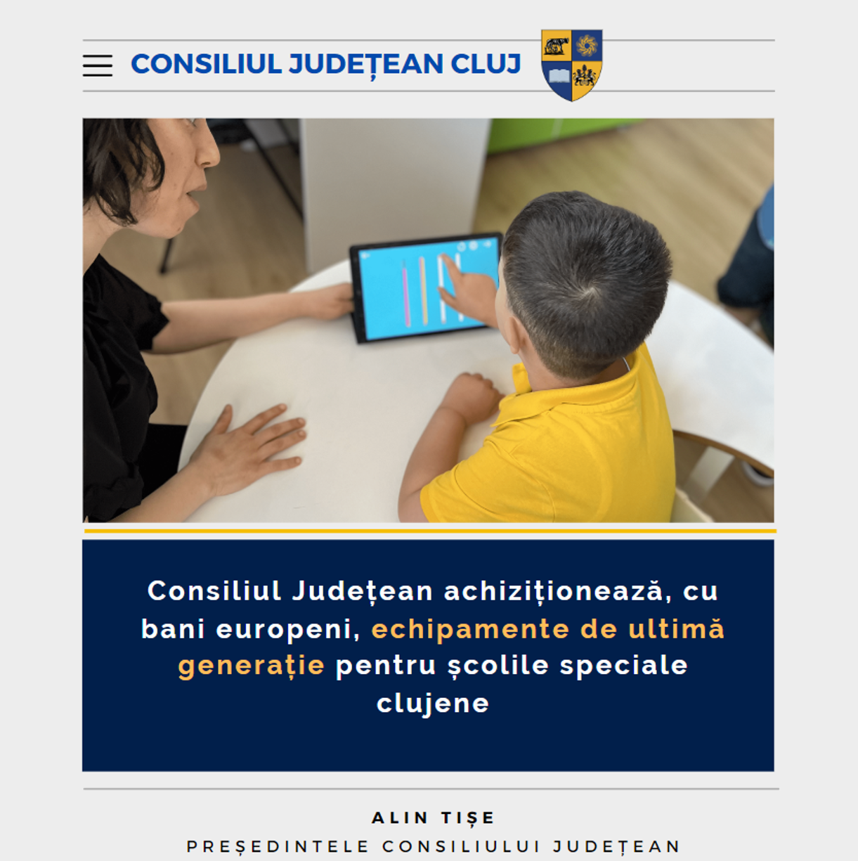 Consiliul Județean achiziționează, cu bani europeni, echipamente de ultimă generație pentru școlile speciale
