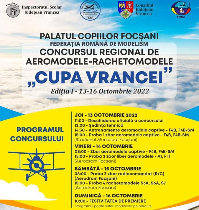 Consiliul Județean Vrancea susține Concursul regional de aeromodele și  rachetomodele Cupa Vrancei 2022