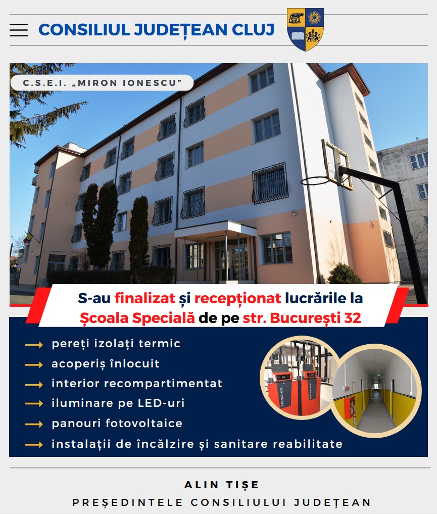 Alt obiectiv în domeniul educațional, finalizat, cu bani europeni, de Consiliul Județean Cluj