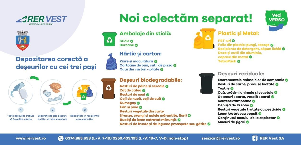 Municipiul Oradea colectează pe cinci fracții, conform  ghidului de colectare