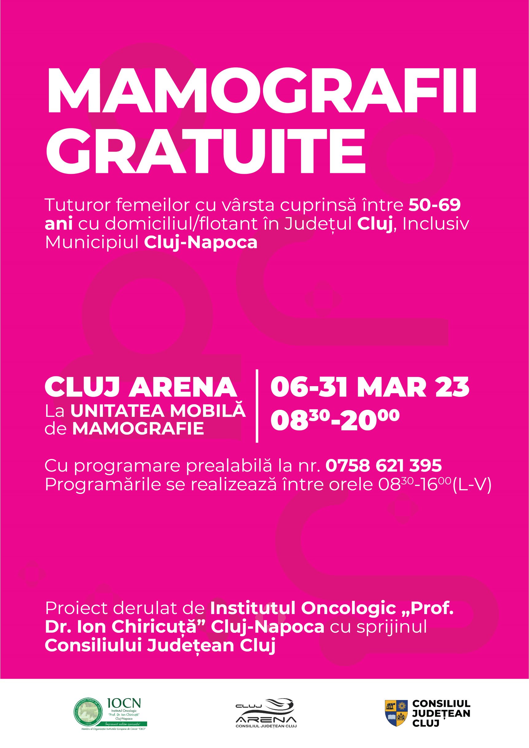 Servicii medicale gratuite oferite doamnelor, în luna martie,  la Cluj Arena