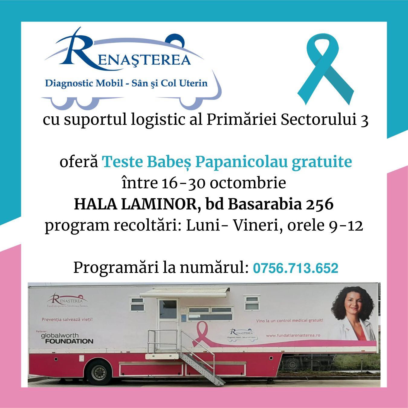 Un screening îți poate salva viața!  Unitatea mobilă „Renașterea” a ajuns și în Sectorul 3!