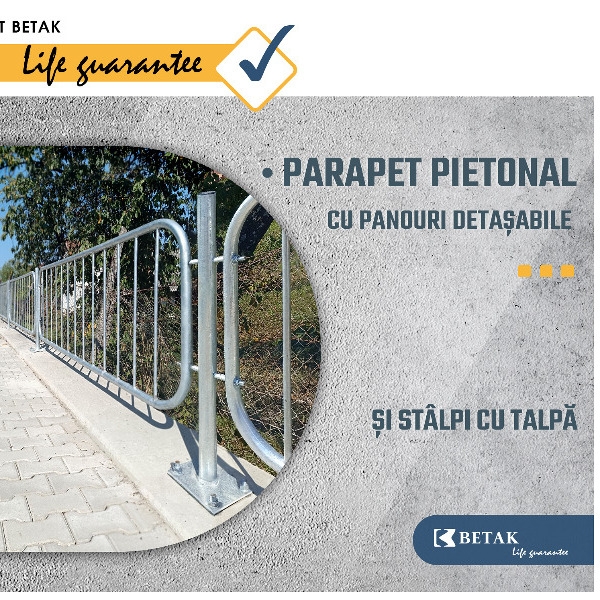 NOU! PARAPET PIETONAL DIN ȚEAVĂ ROTUNDĂ CU PANOURI DETAȘABILE ȘI STÂLPI CU TALPĂ