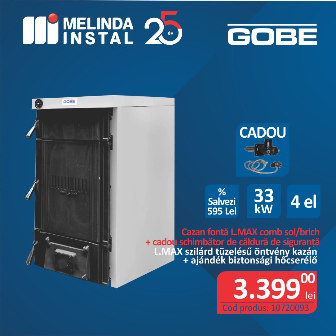 CAZAN PE LEMN DIN FONTA GOBE L-MAX 33 KW, 4 ELEMENTI