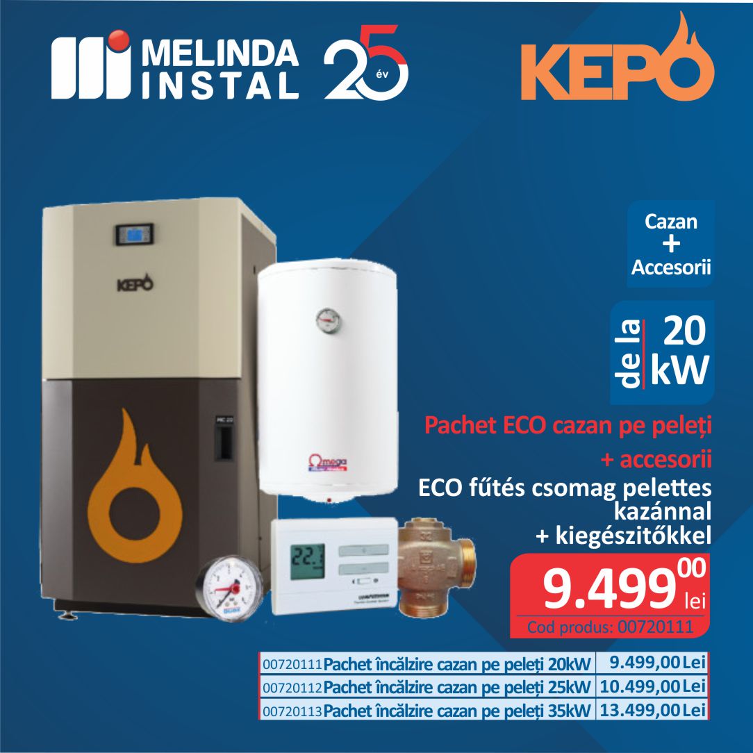 PACHET INCALZIRE ECO CAZAN PE PELETI 20KW KEPO