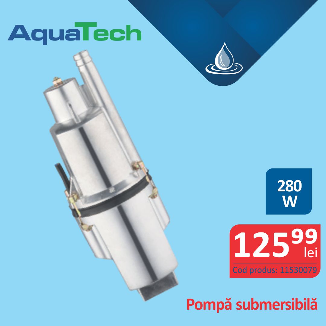 POMPA SUBMERSIBILA PENTRU ADANCIMI MARI, AQUATECH, 1080 L/H, 280 W