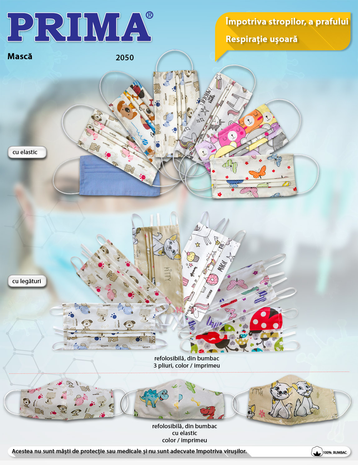 Cele mai vandute produse ale perioadei - PRIMA Masti de Bumbac!