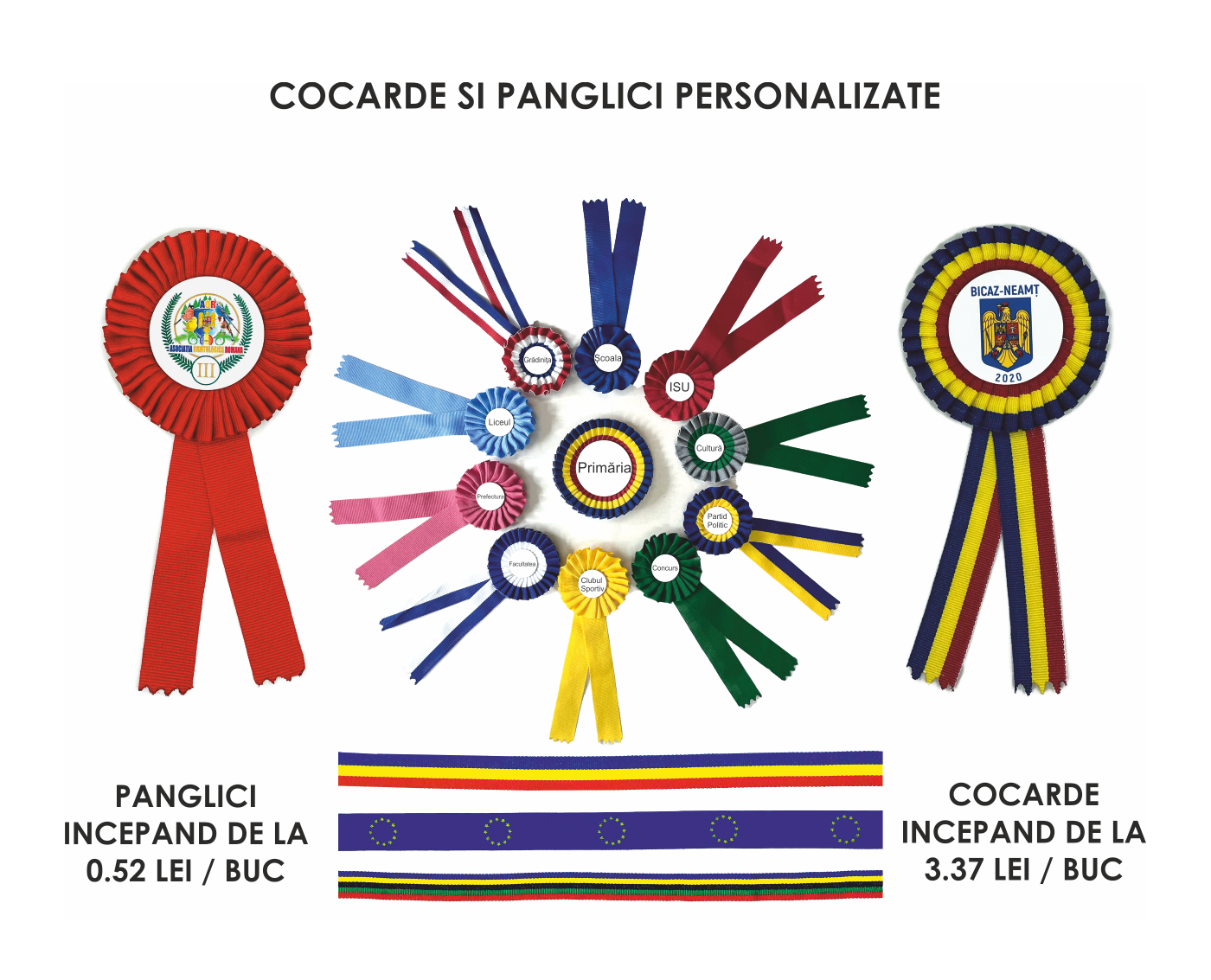 Panglici si cocarde personalizate