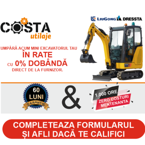 Cumpara acum in RATE cu 0% DOBANDA  Mini excavatoarele clasice LiuGong Dressta