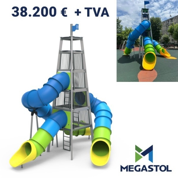 Turn cu Tobogane pentru Locuri de Joaca