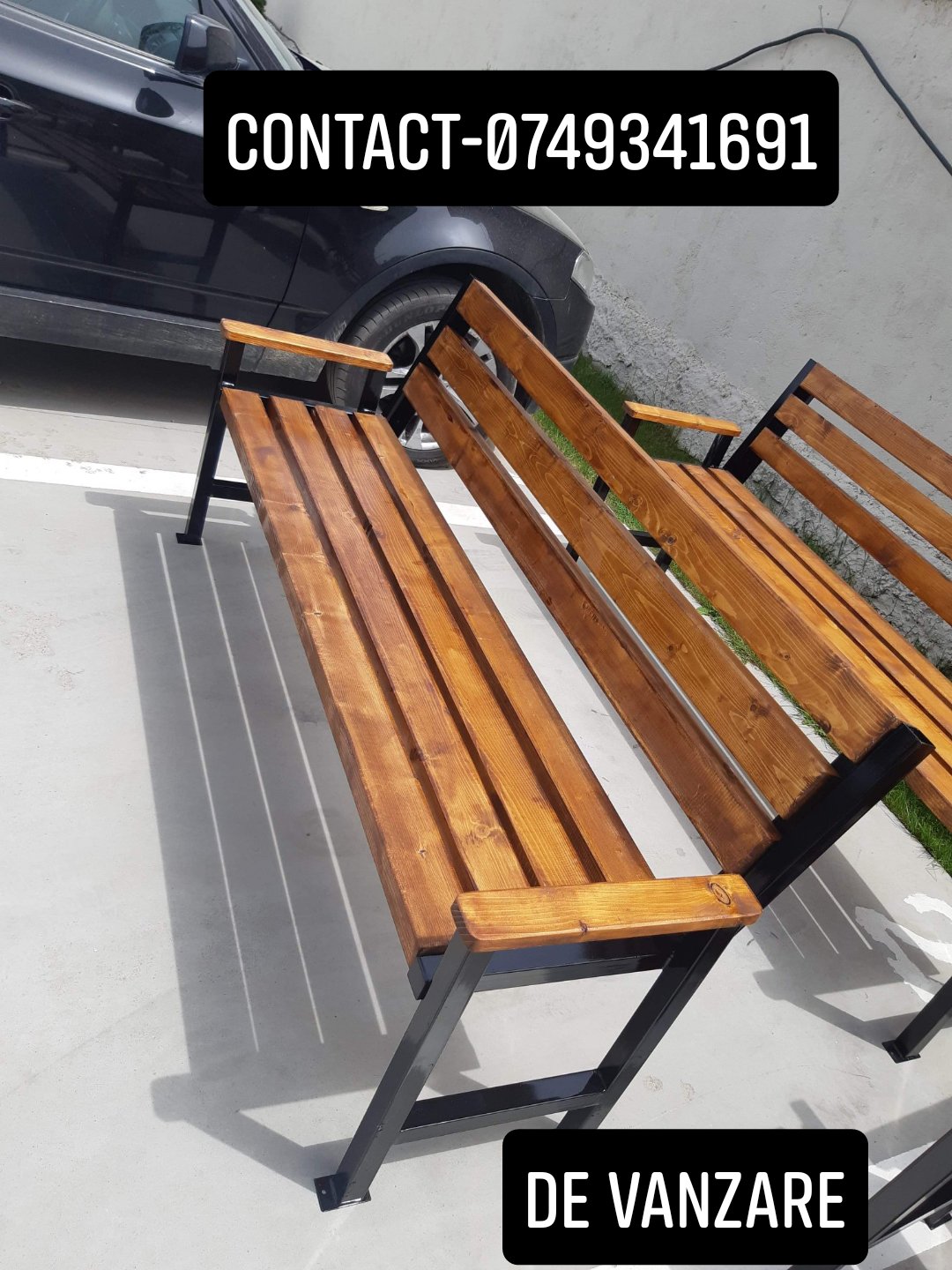 Banca parc bonus doua cosuri de gunoi