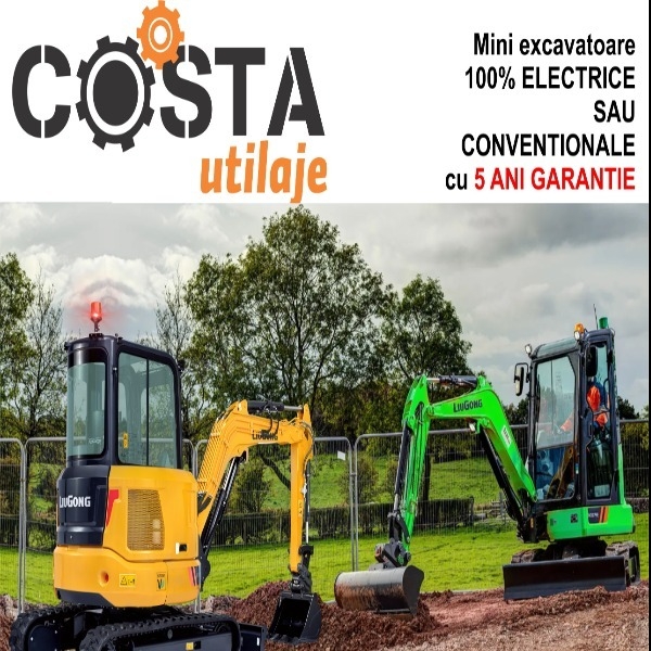 GAMA DE Mini excavatoare  100% ELECTRICE SAU CONVENTIONALE  cu 5 ANI GARANTIE