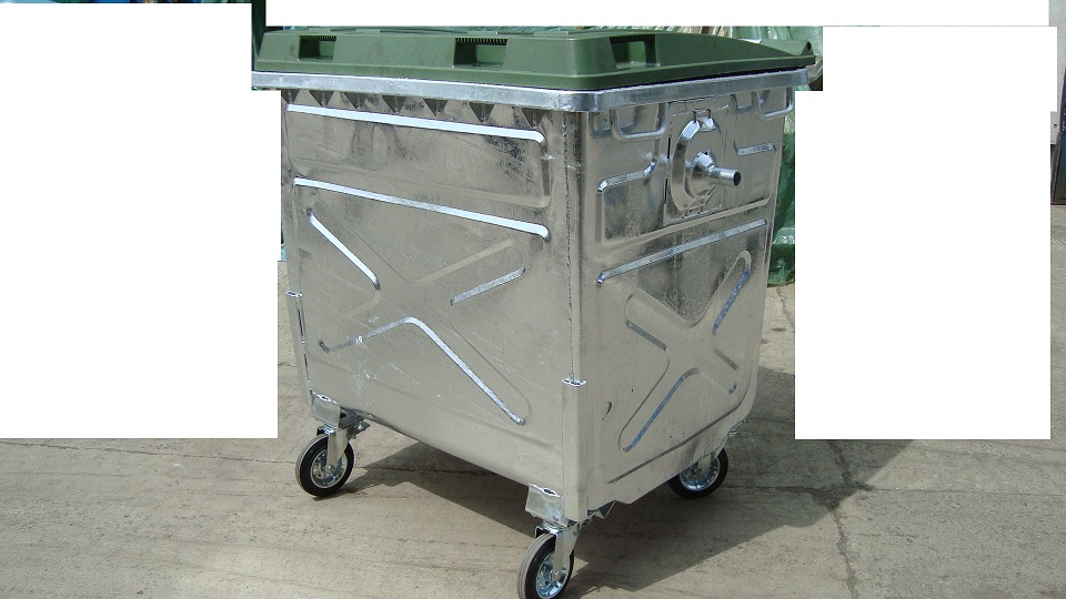 CONTAINER 1100 L Metalic - Depozitare deseuri ( capac drept plastic )