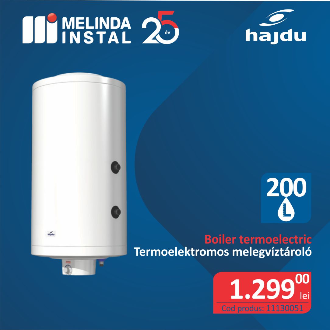 BOILER TERMOELECTRIC CU SERPENTINA SI REZISTENTA ELECTRICA AQUASTIC, 200 L