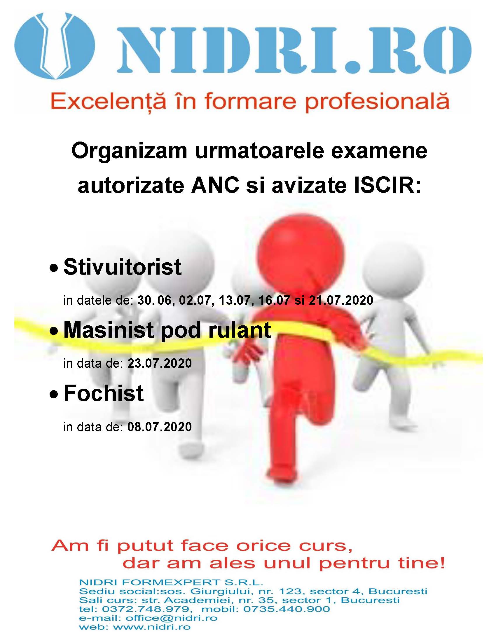 Examene in luna iulie 2020