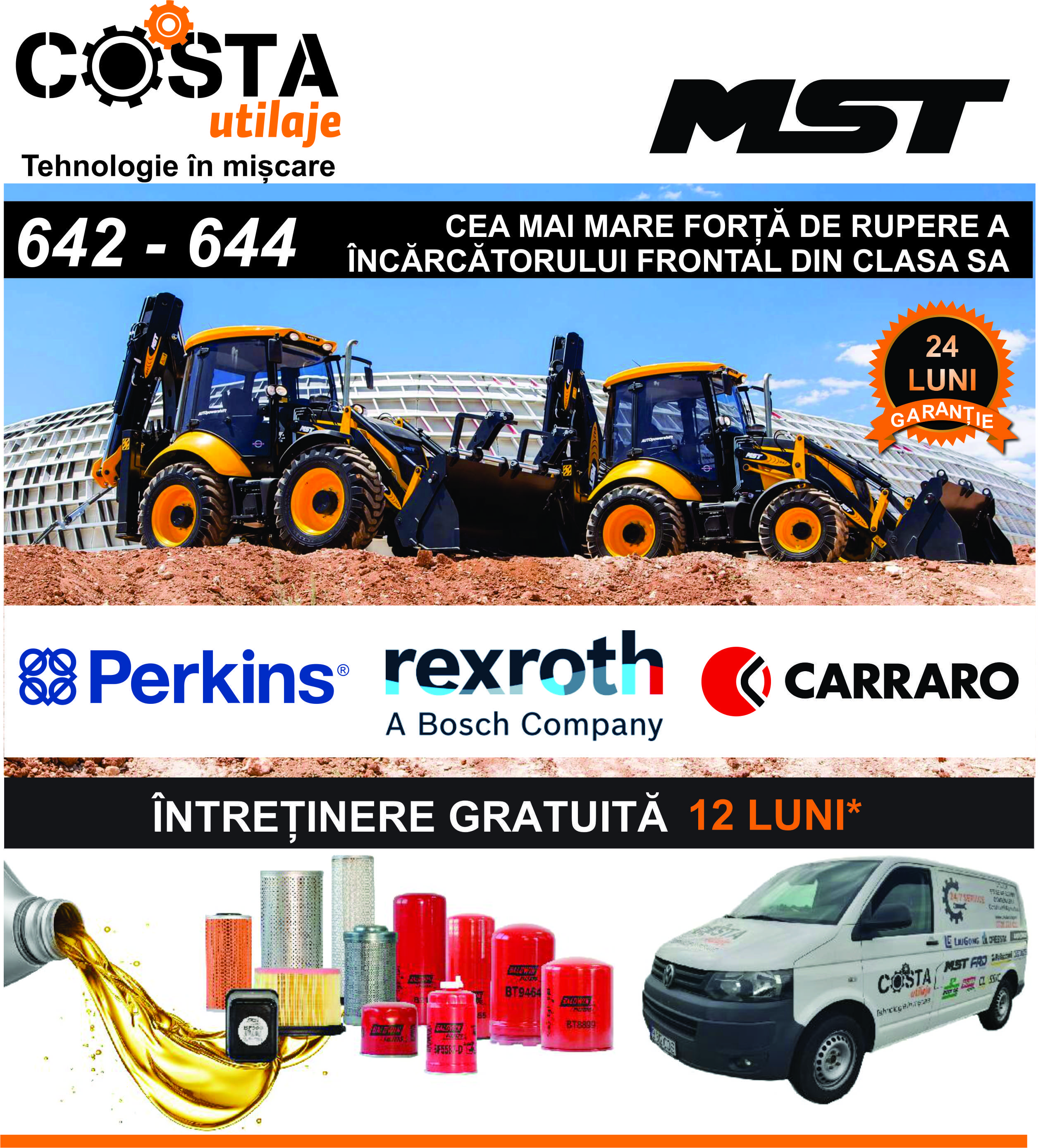 Buldoexcavatoarele MST - cea mai mare forta de rupere a incarcatorului frontal din gama sa