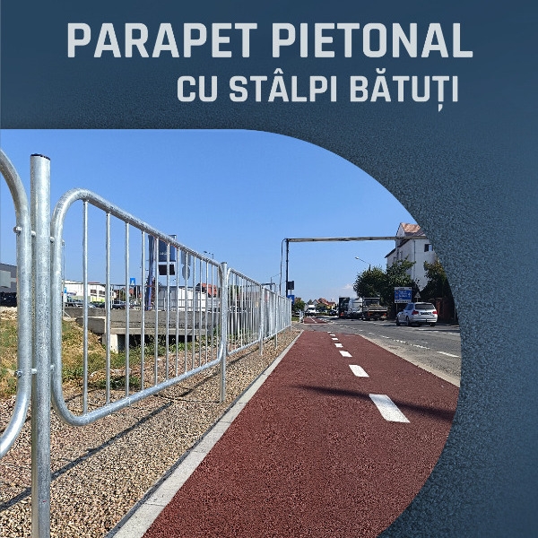 Parapet pietonal din țeavă rotundă cu panouri detașabile