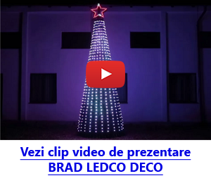 Brad ornamental de sarbatori din LED-uri cu afisare de mesaje text