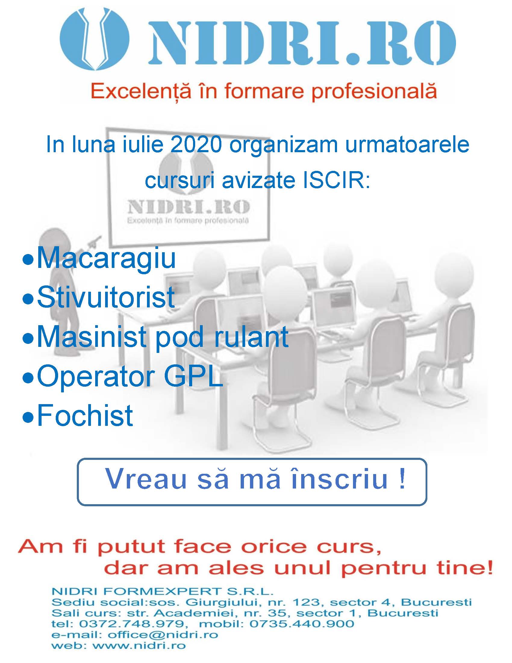 Cursuri luna iulie 2020