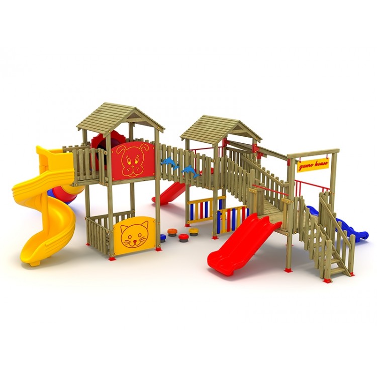 27A Clasic Ansamblu Echipament loc de joaca exterior parc din lemn