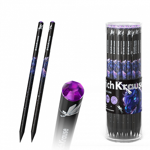 Creion ErichKrause Black Unicorn , rotund 42/cutie