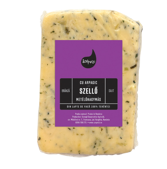 BRÂNZĂ SZELLŐ CU ARPAGIC / METÉLŐHAGYMÁS SZELLŐ SAJT