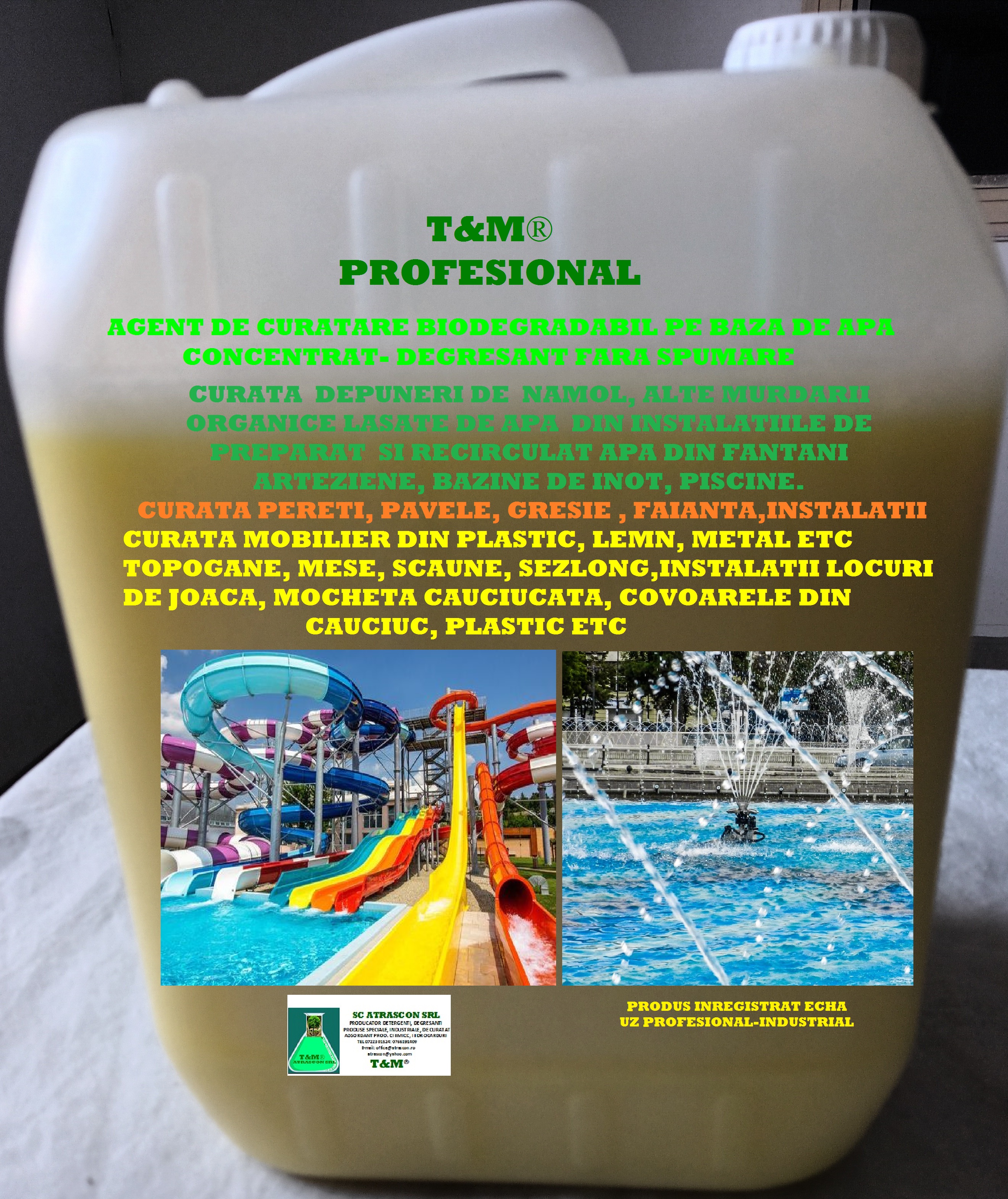 DETERGENT PROFESIONAL PENTRU CURATAT STRAND , BAZINE DE INOT, FANTANI ARTEZIENE ETC