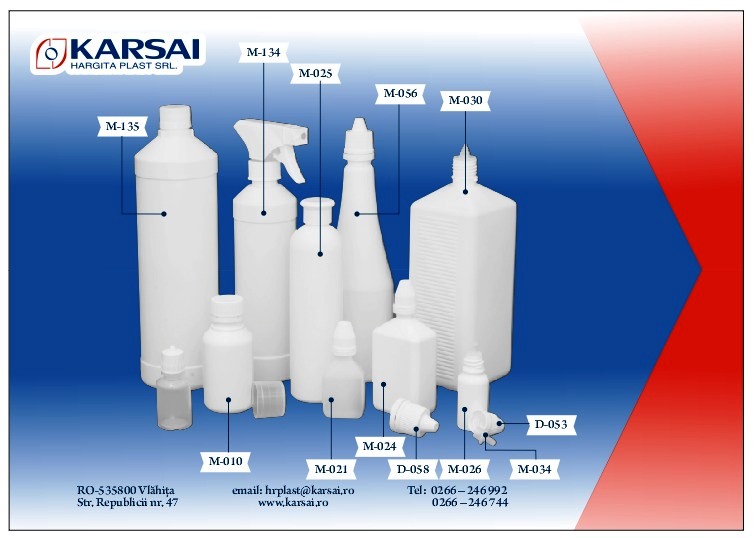 Flacoane cilindrice și dreptangulare pentru lichide