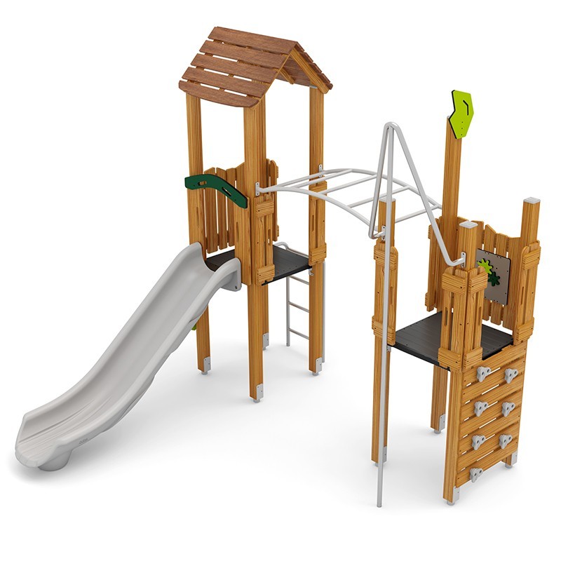 Structura modulara - Turnuri cu tobogan, scara, cataratori, bara de pompieri, panou PZG-W-B003