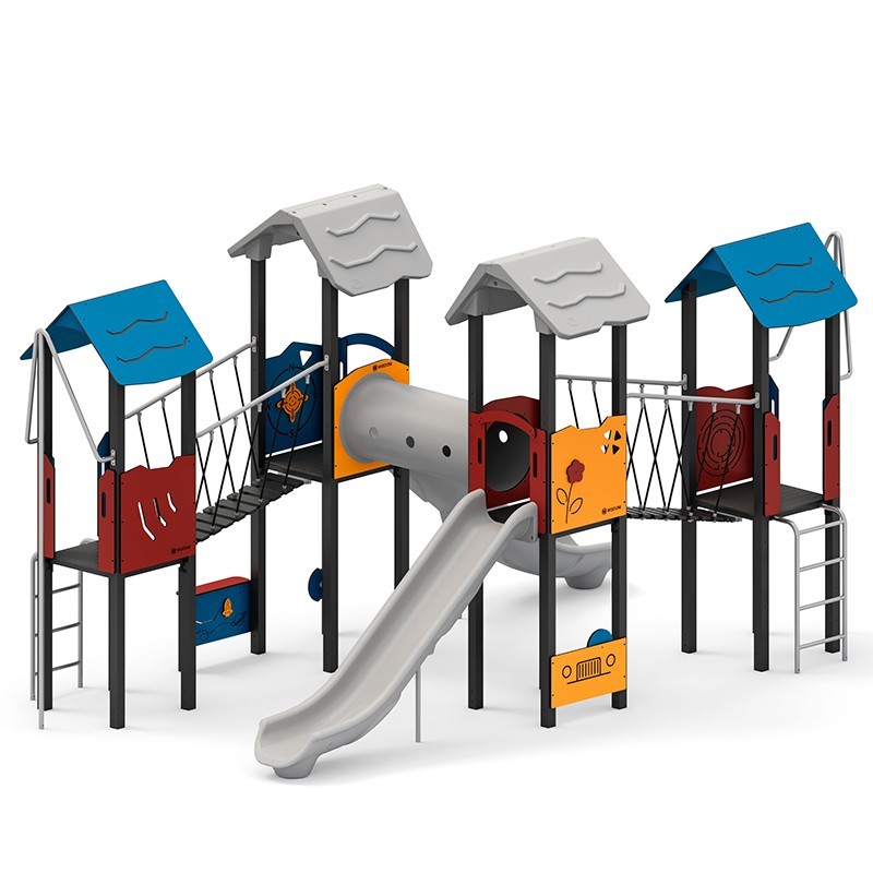 Structura modulara - Turnuri cu tobogane, pasaj tunel, punti, bare, panouri educationale PZG-W-A010P