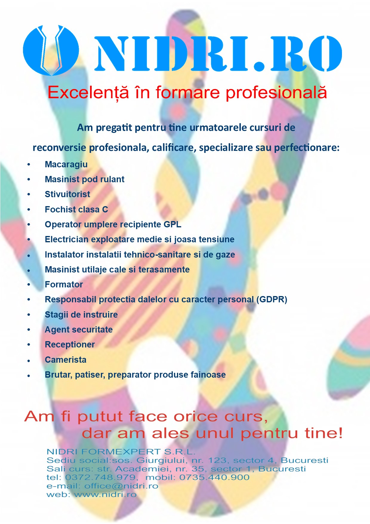 Formare profesionala luna septembrie 2020